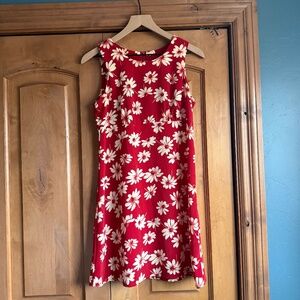 Vintage Red Daisy Mini Dress – Size S/M